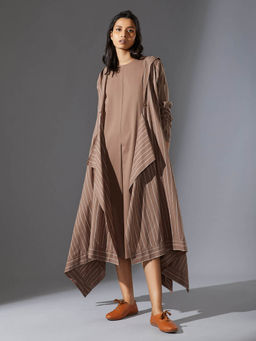 Mati - Beige Stripes Dress and Jacket (Set of 2)