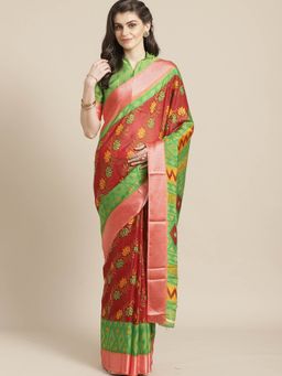 Sareemall - Maroon Floral Printed Saree