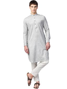 Manthan - Grey Cotton Blend Kurta For Men