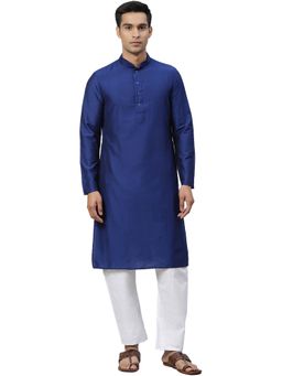 Manthan - Blue Silk Blend Kurta For Men