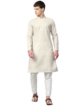 Manthan - Off Beige Cotton Blend Kurta For Men