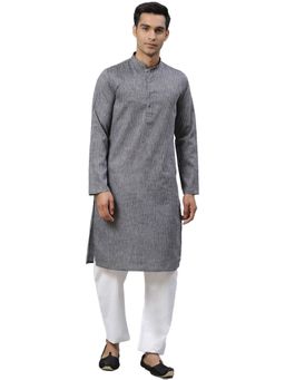 Manthan - Grey Cotton Blend Kurta For Men