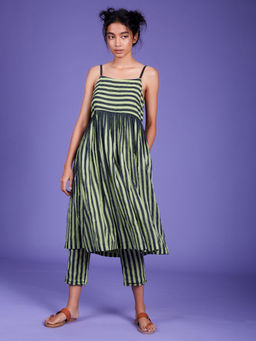 Mati - Baby Green Stripes Anika Tunic With Pant - Customisable (Set of 2)