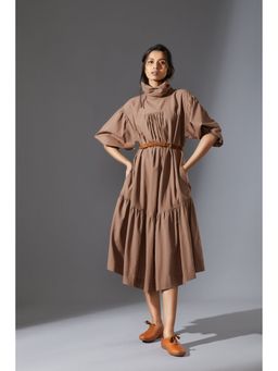 Mati - Beige Solid Dress