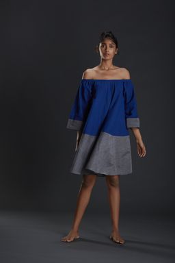 Mati - Blue Off Shoulder Chatri Aakaar Dress - Customisable