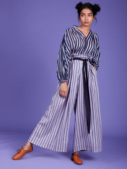 Mati - Lavender Stripes Paper Bag Pant - Customisable