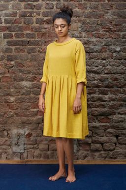 Mati - Yellow Pleated Dress - Customisable