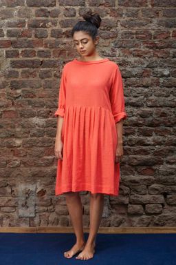 Mati - Coral Pleated Dress - Customisable
