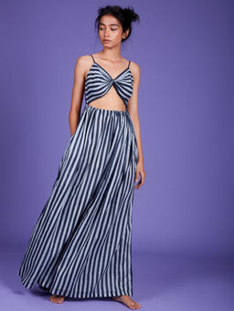 Mati - Powder Blue Stripes Saya Maxi Dress - Customisable