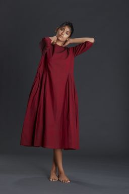 Mati - Maroon Handloom Tagka Aakaar Dress - Customisable