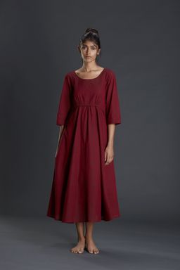 Mati - Maroon Handloom Vakra Aakaar Dress - Customisable