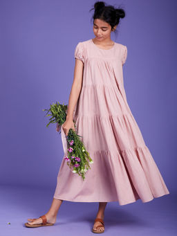 Mati - Baby Pink Pleated Vena Aakaar Dress - Customisable