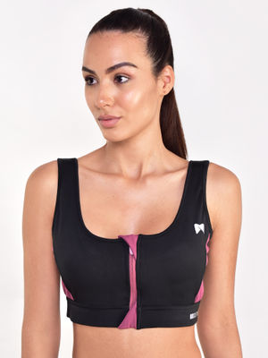 zip front non wired sports bra
