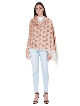 MUFFLY - Silky Pashmina Fine Wool Nalki Border Embroidered Needle Work Stole