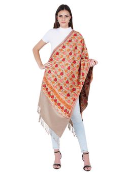 MUFFLY - Womens Silky Pashmina Aari Embroidered Cashmilon Stoles