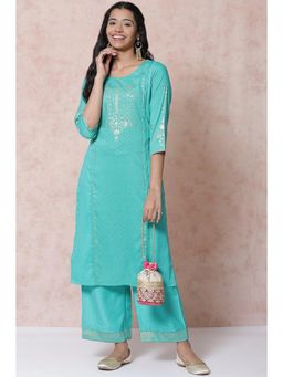 Rangriti - Green Art Silk Straight Kurta
