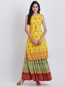 Biba - Yellow Floral Kurta
