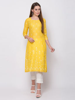 Biba - Yellow Floral Kurta