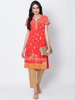 Biba - Red Floral Kurta