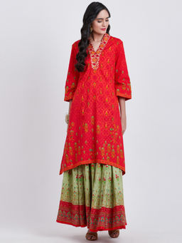 Biba - Red Floral Kurta