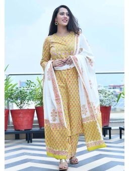 Mulmul - Naira Printed Cotton Suit (Set of 3)