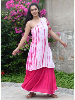 Mulmul - Viha Shibori-Solid Kurta & Skirt (Set of 2)