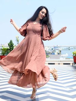 Mulmul - Brown Rust Layered Maxi Dress