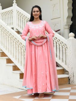 Mulmul - By Aerabella Gulizar Embroidered Dress With Dupatta