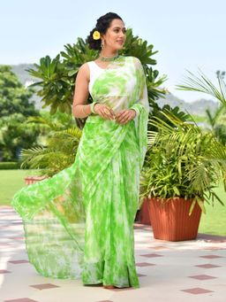 Mulmul.com - Bells-Of-Ireland Chiffon Saree