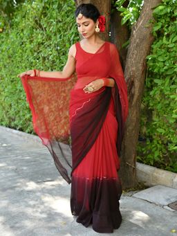 Mulmul.com - Hibiscus Chiffon Saree
