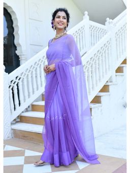 Mulmul.com - Purple Aster Chiffon Saree