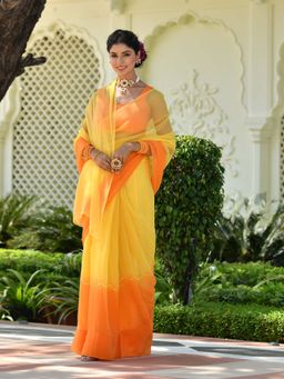 Mulmul.com - Marigold Chiffon Saree