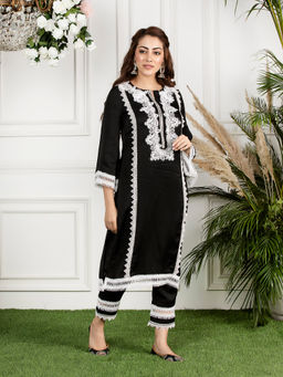 Mulmul - Black Silk Nigella Kurta