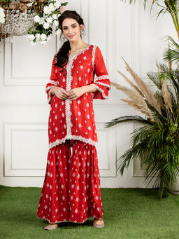 Mulmul - Red Silk Ibris Kurti