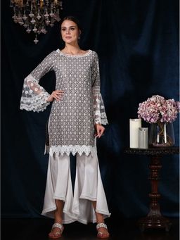Mulmul - Cotton Embroidered Bellflower Kurta