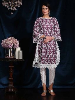 Mulmul - Cotton Embroidered Rosebud Kurta