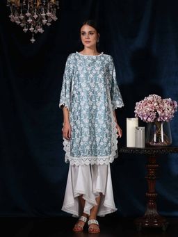 Mulmul - Cotton Embroidered Rosebud Kurta