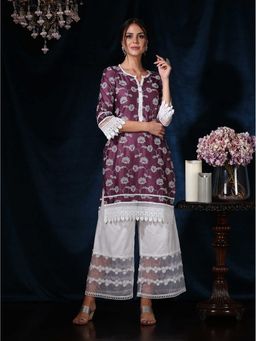 Mulmul - Cotton Embroidered Iris Kurta