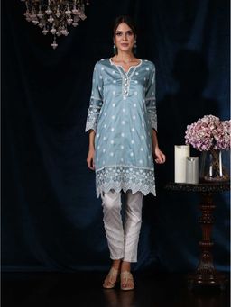 Mulmul - Cotton Embroidered Moonflower Kurta