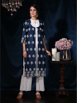 Mulmul - Cotton Embroidered Rosedrop Kurta