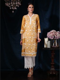 Mulmul - Cotton Embroidered Scarlet Kurta
