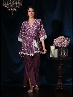 Mulmul - Cotton Embroidered Cherry Blossom Kimono