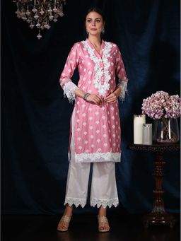 Mulmul - Cotton Embroidered Heather Kurta