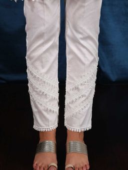 Mulmul - Cotton Daigonal Lace Pants