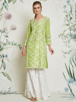 Mulmul - Carnation Green Kurta