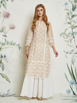 Mulmul - Beige Snowdrop Kurta