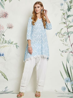Mulmul - Jasmine Blue Kurta