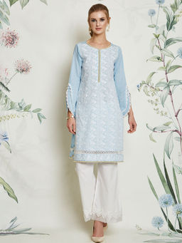 Mulmul - Basel Blue Kurta