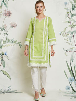 Mulmul - Sage Green Kurta