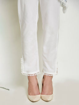 Mulmul - Slit White Pant